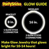 PartySticks Glow Sticks Party Supplies 100pk - 8 Inch Glow in The Dark Light Up Sticks Party Favors, Glow Party Decorations, Neon Party Glow Necklaces and Glow Bracelets with Connectors (White) - Glow-Paradise