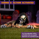 JOYIN Halloween Decoration Animated Zombie Groundbreaker, Light-up Skeleton Zombie Groundbreaker Prop with Creepy Sound for Halloween Outdoor, Lawn, Yard, Patio Decoration, Haunted House Decorationsc - Glow-Paradise