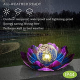 WNP Purple Solar Flower Light Outdoor Decorations,Solar Garden Lights Outdoor Decor,Waterproof Decorative Solar Powered Glass Ball Light with Metal Petal for Yard,Tabletop,Patio,Walkway - Glow-Paradise