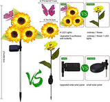 Ostritec 2 Pack Solar Sunflower Butterfly Lights, 6 Heads with 2 Butterflies, Outdoor Flower Garden Stake Lights, Waterproof LED Solar Garden Lights Decor for Grave Patio Yard Pathway Wedding Party - Glow-Paradise