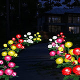 Outdoor Solar Lights Garden Stake Lights 7 Rose Flowers Path Solar Garden Lights Decorative Lights for Patio Yard Pathway Landscape Lighting (Red) - Glow-Paradise