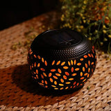 Solar Table Lantern Outdoor Waterproof- Dancing Flickering Flame Solar Powered LED Light，Black Metal Desktop Decorative Lamp Auto On/Off Lighting Dusk to Dawn for Indoor Desk Patio Garden Pathway Yard - Glow-Paradise