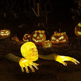 Halloween Decorations Outdoor Lighted Zombie Groundbreaker Decoration, Creepy Face Hand Lawn Stakes Graveyard Décor, Scary Ground Breaker Skeleton Indoor Halloween Decor - Glow-Paradise