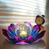 WNP Purple Solar Flower Light Outdoor Decorations,Solar Garden Lights Outdoor Decor,Waterproof Decorative Solar Powered Glass Ball Light with Metal Petal for Yard,Tabletop,Patio,Walkway - Glow-Paradise