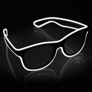 EL-Wire Aviator Shades with Sound Sensor and Clear Lens (White Color, 1 Per Pack) - Glow-Paradise