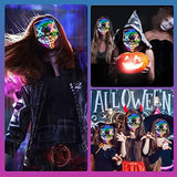 Halloween Purge Mask Light up - CHAOYU LED Scary Face Mask 2 Color Glow Mask with 3 Light Modes Masquerade Costume for Adults Kids Men Women(Orange & Ice Blue) - Glow-Paradise