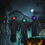 3 Witches Halloween Decorations Outdoor 5'5" Light Up Witches Holding Hands Outside Scary Decor Standing Witch with LED and Voice Control for Garden Yard Haunted House Porch - Glow-Paradise