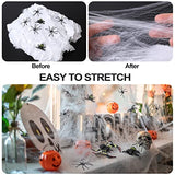 Berenlu 1100 Sqft Spider Web Decoration, Super Stretchy Halloween Spider Web with 65 Extra Fake Spiders, Halloween Decoration, Creepy Halloween Party Indoor Decoration, Halloween Outdoor Decoration - Glow-Paradise