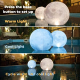 TIALLY Full Moon Floating Pool Lights Solar Powered - 14" Inflatable Solar Pool Lights That Float - Waterproof Light up Pool Floats for Pool Party Decorations - Pool Gifts for Pool Owners (2 Pack) - Glow-Paradise