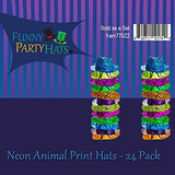 Neon Party Hats - 24 Pack - Plastic Gangster Hats - 80s Party Hats - Animal Print Party Hats by Funny Party Hats - Glow-Paradise