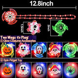 AMENON 15 Pack Halloween LED Spin Necklaces Toys Party Favors for Kids Fidget Toys 15 Styles Spider Ghost Halloween Light up Toys Treat Bag Filler Glow in The Dark Party Supplies - Glow-Paradise