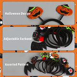 CCINEE 6 Pack Halloween Headbands Assorted Halloween Element Costume Headbands Eyeball Bat Spider Ghost Pumpkin Head Wears for Halloween Party Supply Cosplay Decoration - Glow-Paradise