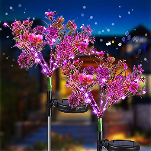 Solar Lights Outdoor Garden Decorative, 2 Pack Solar Powered Phalaenopsis Flowers Lights Design, Upgraded Garden Solar Lights Waterproof IP65, Solar Garden Decorations for Garden, Yard Decor - Glow-Paradise