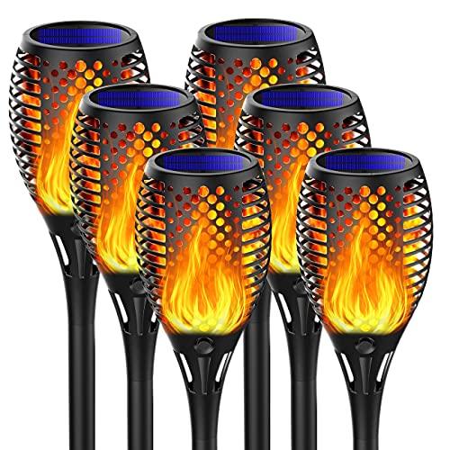 Marlrin Solar Lights Outdoor Waterproof Halloween Solar Tiki Torch Light with Flickering Flame Landscape Decoration Large 6 Pack Outside Powered Light Decorative for Garden Patio Yard Pathway Porch - Glow-Paradise
