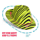 Neon Animal Print Camouflage Fedora Hats (Yellow Color, 1 Quantity Per Pack) - Glow-Paradise