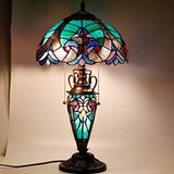 WERFACTORY Tiffany Style Table Lamp Green Stained Glass Liaison Lamp 12X12X22 Inches Mother-Daughter Vase Desk Reading Light Decor Bedroom Living Room Home Office (LED Bulb Included) S160G Series - Glow-Paradise