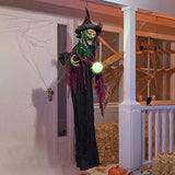 JOYIN 70.8" Halloween Hanging Witch Decoration, Animated Creepy Witch with LED Eyes and Sound for Halloween Outdoor,Lawn, Yard, Patio Decoration, Halloween Haunted House Party Decorations - Glow-Paradise