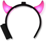 LED Light Up Devil Horns (Pink Color, 1 Quantity Per Pack) - Glow-Paradise