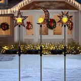 Tryme Solar Lights Outdoor Garden Decorations Sun Moon Star Stake Light Decorative Waterproof Warm White LED Yard Decor for Pathway Lawn Patio Courtyard Backyard - Glow-Paradise