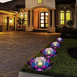 WNP Purple Solar Flower Light Outdoor Decorations,Solar Garden Lights Outdoor Decor,Waterproof Decorative Solar Powered Glass Ball Light with Metal Petal for Yard,Tabletop,Patio,Walkway - Glow-Paradise