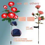 Outdoor Solar Lights Garden Stake Lights 7 Rose Flowers Path Solar Garden Lights Decorative Lights for Patio Yard Pathway Landscape Lighting (Red) - Glow-Paradise