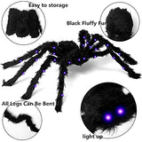 BEIGUO 2 Pack Halloween Light up Spiders Giant Hairy Spider with Purple Lights for Halloween Decorations Outdoor,Indoor,Yard Halloween Party Decoration - Glow-Paradise