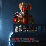 Scary Clown Halloween Decoration Sound Activated Animatronic Creepy Sound, Light Up LED Eyes, Moving Arms & Head, for Scary Halloween Holiday Decor Prop Indoor/Outdoor, Yard Lawn Decorations - Glow-Paradise