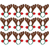12 pcs - Christmas Reindeer Antlers Headband Deer for Holiday Kid's Party Favors - Glow-Paradise