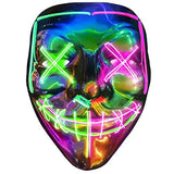 Halloween Purge Mask Light up - CHAOYU LED Scary Face Mask 2 Color Glow Mask with 3 Light Modes Masquerade Costume for Adults Kids Men Women(Green & Pink) - Glow-Paradise