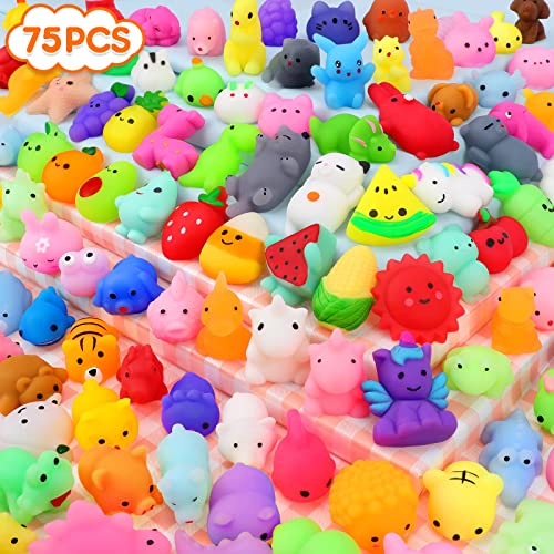 75 pcs - Mochi Squishy Toy Party Favors for Kid Animal Squishes Stress Relief Toy Kawaii Mini Squishies Classroom Prizes Halloween Squishy Goodie Bag Fillers for Boy Girl Random - Glow-Paradise