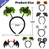 CCINEE 6 Pack Halloween Headbands Assorted Halloween Element Costume Headbands Eyeball Bat Spider Ghost Pumpkin Head Wears for Halloween Party Supply Cosplay Decoration - Glow-Paradise