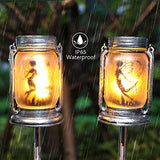 ANGMLN Solar Flame Halloween Lanterns Outdoor Waterproof, 2 Pack Garden Hanging Halloween Fairy Lantern Solar Lights Decor with Flickering Flames for Patio Yard Clearance Halloween Outdoor Decorations - Glow-Paradise