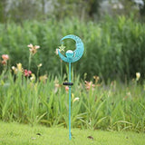 Hapjoy Outdoor Solar Lights Garden Decor for Patio,Lawn or Pathway Moon Decorations Crackle Glass Globe Stake Metal Lights Waterproof Warm LED Garden Gifts (Blue) - Glow-Paradise