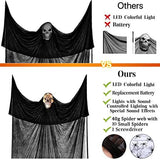Lamgoa 12.3ft Halloween Ghost Hanging Decorations, Scary Hanging Reaper Motion Voice Activated with Creepy Sound & Glowing Mask Flying Ghost for Haunted House, Yard Home Party Indoor Outdoor Decor - Glow-Paradise