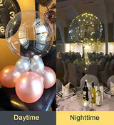 LED Balloons 10 Pack, Light Up Balloons 20 Inches Clear Helium Bobo Balloons, Glow Bubble Balloons with String Lights for Valentines Day Halloween Christmas Wedding Birthday Party Decoration - Glow-Paradise