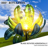 Huaxu Solar Outdoor Lights 35.4In Garden Decor Flower Wind Spinners,Waterproof LED Crackle Glass Globe Fairy Art Metal Stake for Lawn Patio Pathway Yard Porch Driveway Summer Decorations Gift(Blue) - Glow-Paradise