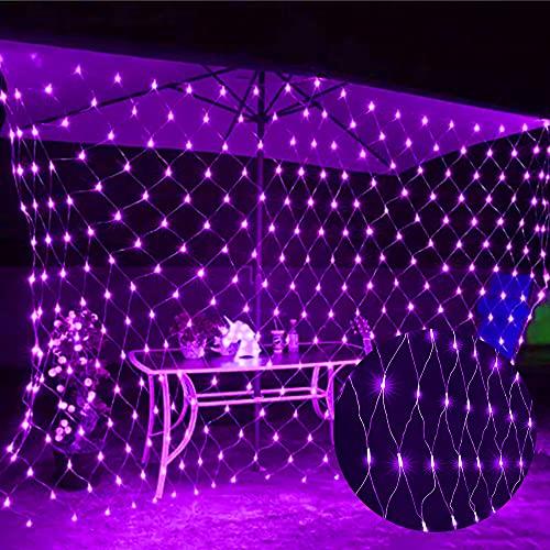 Funpeny Halloween 360 LED Net Lights, 12ft x 5ft 8 Modes Waterproof Connectable Halloween Decorations for Outdoor Garden Party Decor (Purple) - Glow-Paradise