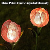 Outdoor Solar Garden Lights - 2 Pack Solar Large Metal Tulip Flowers Decorative Lights - Warm White LED Waterproof Solar Stake Lights for Garden, Patio, Yard, Lawn, Walkway Decoration(Red) - Glow-Paradise