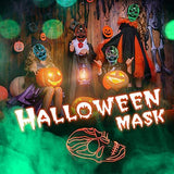 ILEBYGO LED Halloween Light Up Mask Purge Mask Scary Mask with EL Wire 3 Flashing-Modes for Halloween Festival, Party, Cos Play (Red) - Glow-Paradise