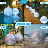 TIALLY Full Moon Floating Pool Lights Solar Powered - 14" Pool Lights That Float, Inflatable Waterproof Led Light Balls, Swimming Pool Accessories for Inground Pools, Party Decor for Outdoor (4 Pack) - Glow-Paradise