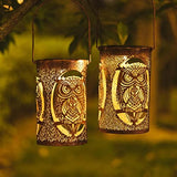 Solar Lantern Outdoor Hanging Garden Decorative Lantern Metal Owl Decor Lantern with Handle Solar Powered Outdoor Waterproof LED Patio Lanterns Owl Solar Lantern for Yard,Table,Tree,Gift (Bronze 1 Pc) - Glow-Paradise