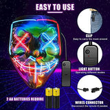 Halloween Purge Mask Light up - CHAOYU 2 Pack LED Mask Scary Face Mask 2 Color Glow Mask with 3 Light Modes Purge Costume for Adults Kids Men Women Masquerade Party(Multicolor Set) - Glow-Paradise
