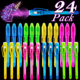 24 Pack Invisible Ink Pen with UV Black Light Secret Spy Pens Magic Disappearing Ink Markers School Supplies Kids Party Favors Halloween Birthday Gift for Boys Girls Goodie Bags Stuffer (2 Style) - Glow-Paradise