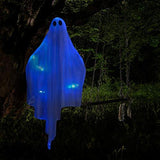 Halloween Hanging Light up Ghost with Spooky Blue LED Light, 47” White Hanging Ghosts, Best Halloween Hanging Decoration for Front Yard Patio Lawn Garden Party Decor Indoor Outdoor - Glow-Paradise