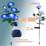 Outdoor Solar Lights Garden Stake Lights 7 Rose Flowers Path Solar Garden Lights Decorative Lights for Patio Yard Pathway Landscape Lighting (Blue) - Glow-Paradise