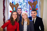 16 pcs - Christmas Reindeer Antlers Headband Deer for Holiday Kid's Party Favors - Glow-Paradise