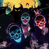 Halloween Scary Mask LED Light Up Mask for Halloween Festival Party with 3 Flash Modes Dual color(Blue Pink) - Glow-Paradise
