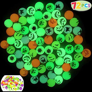 JOYIN 72 Glow in The Dark Bouncing Balls 1.25” | 6 Halloween Theme Designs | for Halloween Bouncy Party Favor Supplies, School Classroom Game Rewards, Trick or Treating Goodie Giveaways - Glow-Paradise