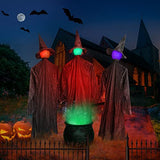 3 Witches Halloween Decorations Outdoor 5'5" Light Up Witches Holding Hands Outside Scary Decor Standing Witch with LED and Voice Control for Garden Yard Haunted House Porch - Glow-Paradise