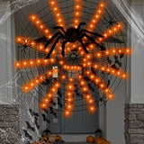 Anycosy Halloween Spider Web Lights, 140 LED Waterproof with 5 Black Spider, Halloween Lights 8 Modes, for Indoor/Outdoor Halloween Decor (6.5 FT, Orange) - Glow-Paradise